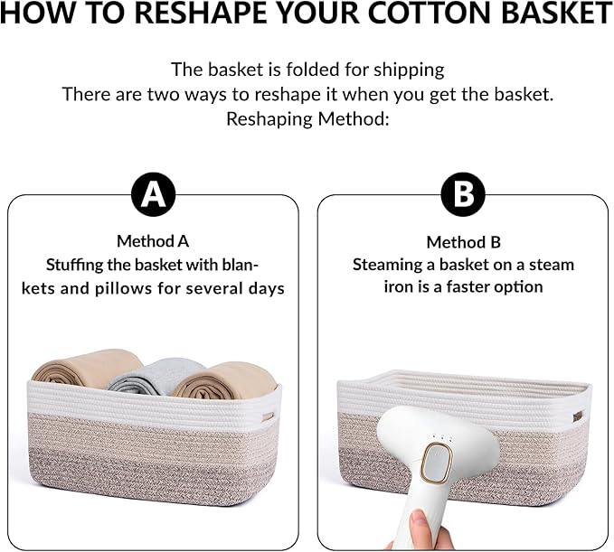 MiniArk Large Storage Baskets for Organizing, 17 x 13 x 7.5” Closet Shelf Baskets for Clothes Blanket Towels, Baby Nursery, Toy Bins Box, Woven Rope Basket, 3 Packs Gradient Brown - Image 7