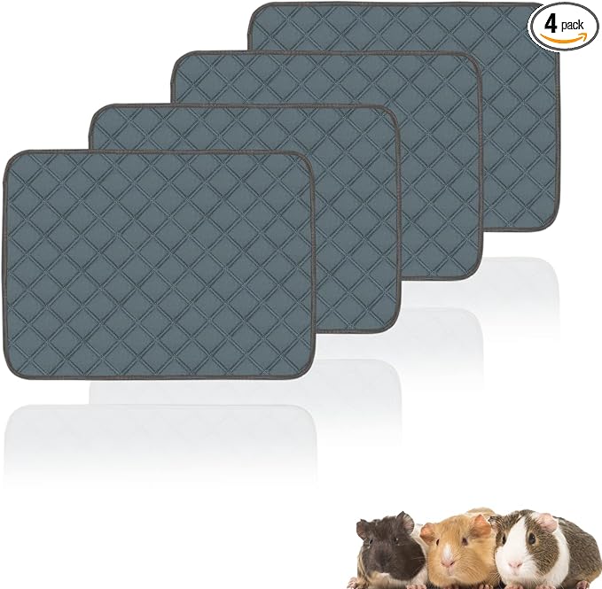 4 Pack Guinea Pig Cage Liners Washable Guinea Pig Bedding Reusable Waterproof Super Absorbent Guinea Pig Pee Pads Anti Slip Mat for Small Animals Rabbit Hamster Rat - 24" x 18" by Mooydee