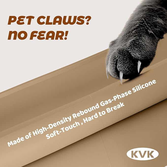 KVK Extra Extra Large Silicone Dog Food Mat 39.4×43.3in and 128oz Silicone Bag Set, Super Size Waterproof Pet Feeding Mat & Container, Non-Slip, Chew-Resistant Floor Protection (Taupe&Orange) - Image 7