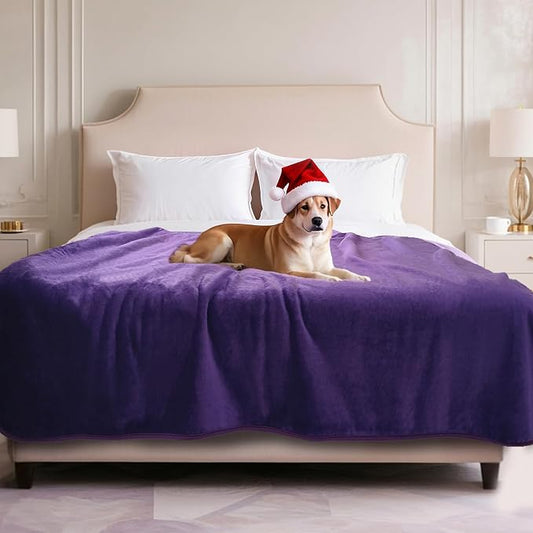 Waterproof Dog Blanket for Couch,Pee Proof Pet Blanket with 3-Layer Protection,Reversible Sherpa & Flannel Furniture Protector for Sofa Bed Car,Gifts for Cat Dog Lovers Christmas,50"x60",Purple by Unknown