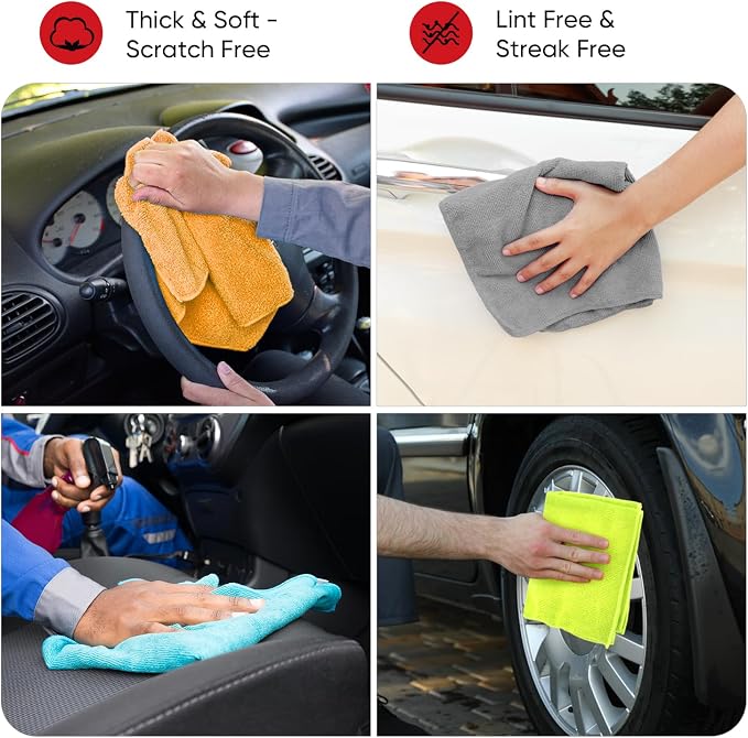 AIDEA Microfiber Cleaning Cloth 12 Pack, Microfiber Towels for Cars, Soft & Absorbent Cleaning Rags, Premium Lint Free Shop Towels for House, Kitchen, Car, 12inx16in - Image 3
