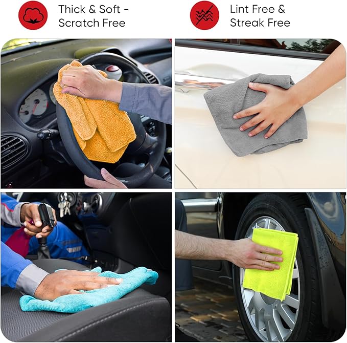 AIDEA Microfiber Cleaning Cloth 48 Pack, Microfiber Towels for Cars, Soft & Absorbent Cleaning Rags, Premium Lint Free Shop Towels for House, Kitchen, Car, 12inx16in - Image 3