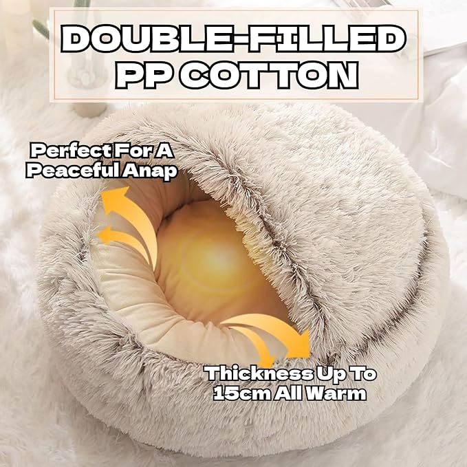 Cozy Cave Dog Bed, 2025 Cat Cave Bed with Cover, Cat Nest Bed, Pet Beds for Indoor Cats Cave & Calming Dog Beds Winter Anti-Slip & Washable Fluffy (Dark Grey, L(26in/65cm)) - Image 3