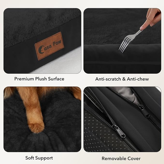 Waterproof Orthopedic Dog Bed for Medium Dogs, 35x22in, Black | Orthopedic Foam Relieves Joint Pressure, Bolsters Supports Head And Neck, Washable Cover, Non-Slip Bottom - Image 6
