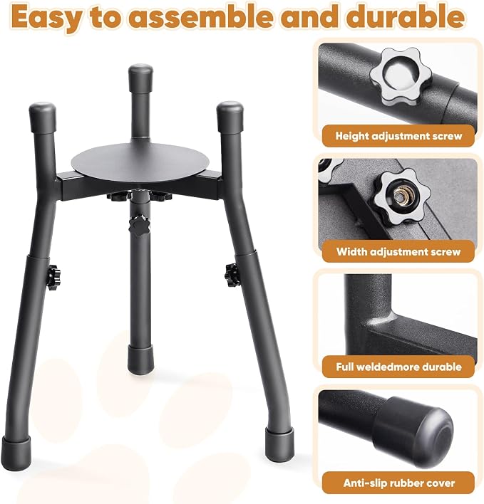 Adjustable Raised Metal Dog Bowl Stand, 3 Heights, Bowl Not Included | Adjustable 6.3-10.2 Inch Width, Heights of 8.8, 10.8 and 12.5 Inches, Fits Medium and Large Dogs, 1 Pack - Image 5