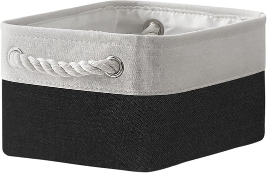 TheWarmHome Storage Bins for Shelves - 12x8x5.2 inch 1 Pack Storage Baskets for Gifts Empty for Closet Organizing Dog Gift Cloth Toy Cubes Box (White & Black) by TheWarmHome