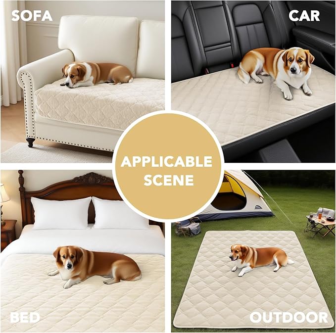 H.VERSAILTEX Couch Cover Chenille Pet Fuzzy Sofa Covers for 2 Cushion Couch and Chaise Anti Slip Washable Sofa Slipcovers Soft Couch Protector Cover for Dogs Cats Kids(40" x 50", Ivory) - Image 4