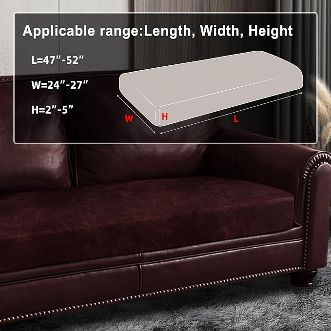 ANARACHON Leather Look Couch Cushion Covers Sofa Seat Slipcovers Sets Couches Furniture Protector for Sectional Armchair Loveseat Pets Kids Stretch Spandex Fabric (1 Cushion Loveseat, Burgundy) - Image 3