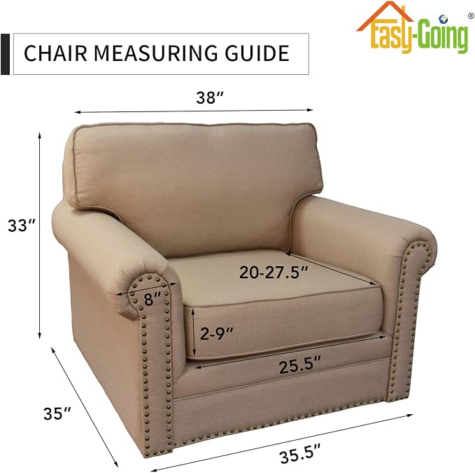 Easy-Going 2 Pieces Stretch Couch Cover Sofa Cover for Dogs Washable Sofa Slipcover for Separate Cushion Couch Spandex Jacquard Fabric Elastic Furniture Protector for Pets,Kids (Taupe, Chair) - Image 7