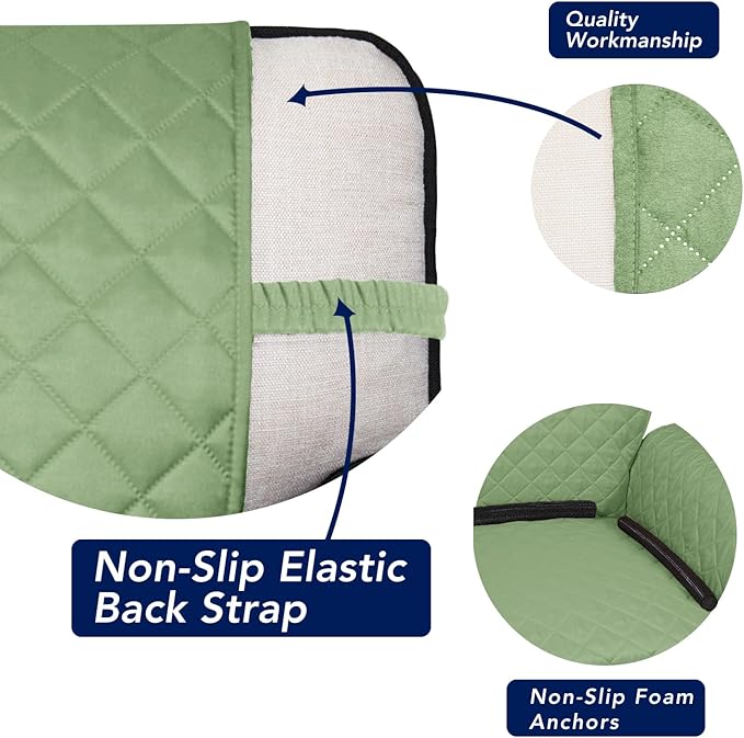 PureFit Reversible Chair Sofa Cover Dog Couch Covers for Sofa, 25.5 in | Sage Green/Ivory, Water Resistant Couch Protector, Washable Pet Couch Cover with Non Slip and Elastic Straps For Kids - Image 3