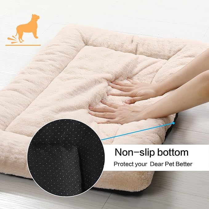 Dog Crate Pad Washable Dog Bed for Crate Large Cozy Mat 42-Inch Cream | Ultra Soft Kennel Pad,Anti-Slip Bottom,Fits for Most Metal Crates,Comfortable Sleeping Pet Mat - Image 6