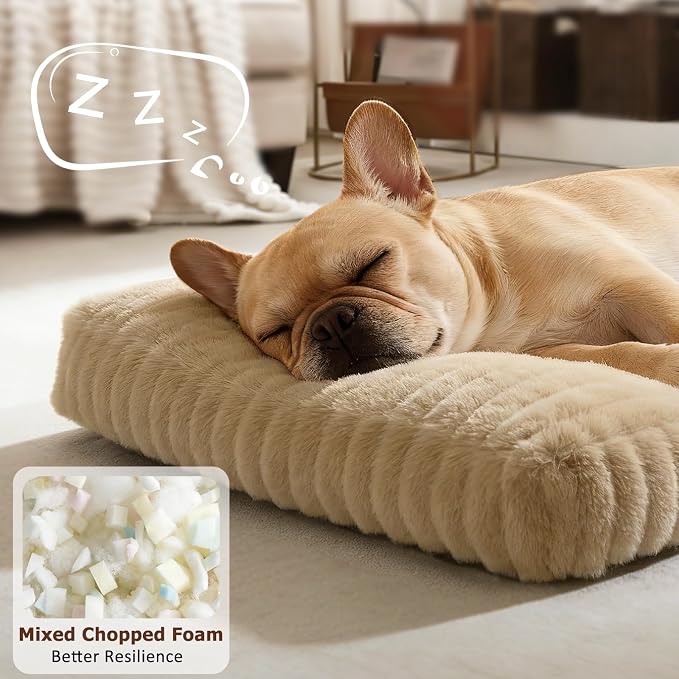 XL Dog Bed, Flat Pet Beds with Removable Washable Cover, Pet Mat Cute Dog Crate Bed Thick Shredded Chopped Crate Foam & Anti Slip Bottom for Indoor, 42"x27"x4" - Image 3