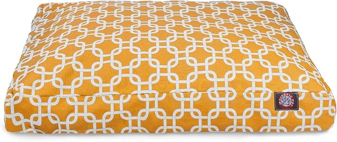 Majestic Pet Shredded Memory Foam Dog Bed Large with Removable Washable Cover – Rectangle Orthopedic Dog Bed–Durable Dog Crate Bed-Flat Dog Bed for Senior Dogs - (44x36) L - Links - Yellow - Image 2