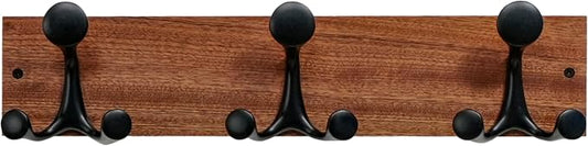 SKOLOO 17-Inch Wood Coat Rack Wall Mount with 3 Triple Hooks - Ideal for Family Entrances, Classrooms, and Pet Supplies Storage - Perfect Coat Hooks for Wall,Mahogany (Sapele) by SKOLOO
