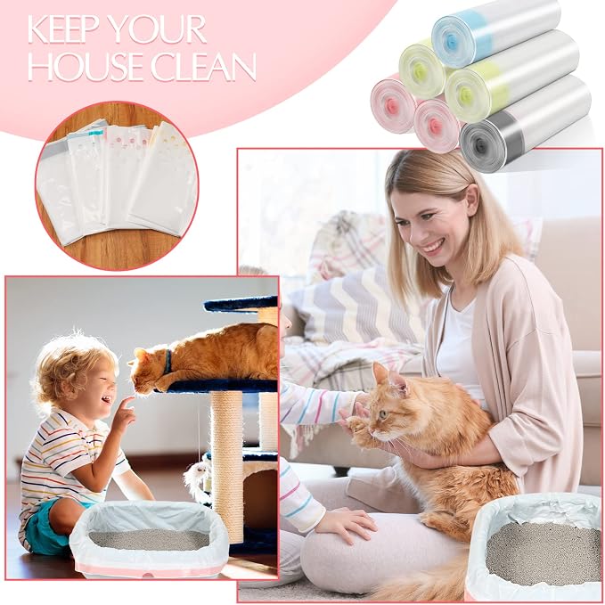 84 Count Sifting Cat Litter Box Liners with Holes Extra Large Cat Litter Bags Jumbo Thick Pan Liners with Drawstring, 36 x 18 Inch - Image 6