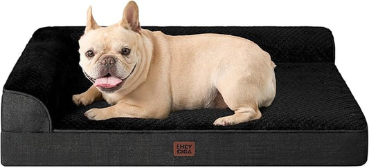 EHEYCIGA Orthopedic Dog Bed Medium Size Dogs, Memory Foam Dog Bed with Washable Removable Cover, Waterproof Pet Sofa Couch for Crate with Nonskid Bottom, 30x20x6, Black by EHEYCIGA