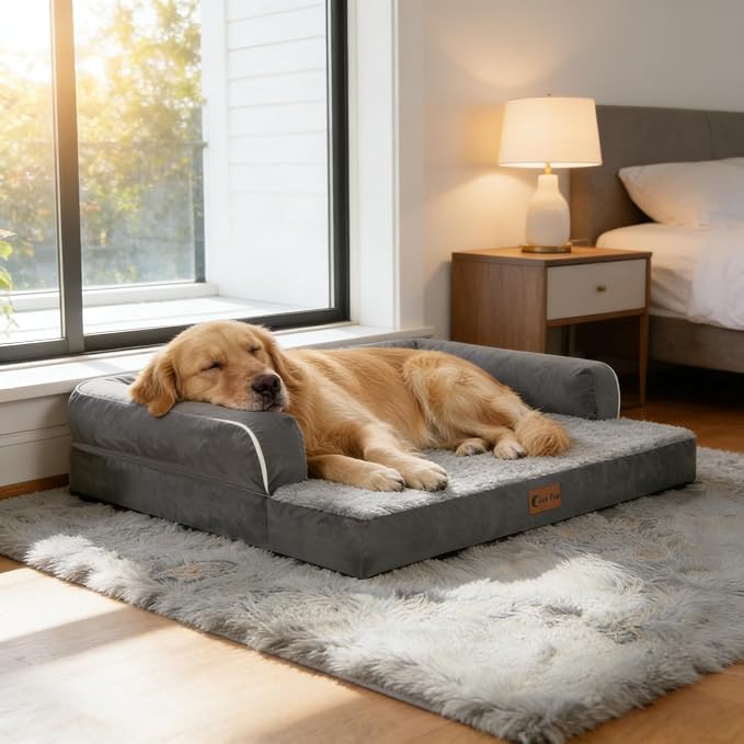 Waterproof Orthopedic Dog Bed for Large Dogs, 36x27in, Dark Grey | Orthopedic Foam Eases Joint Pressure, Bolsters Supports Head And Neck, Washable Pet Beds, Removable Cover, Non-Slip Bottom - Image 9