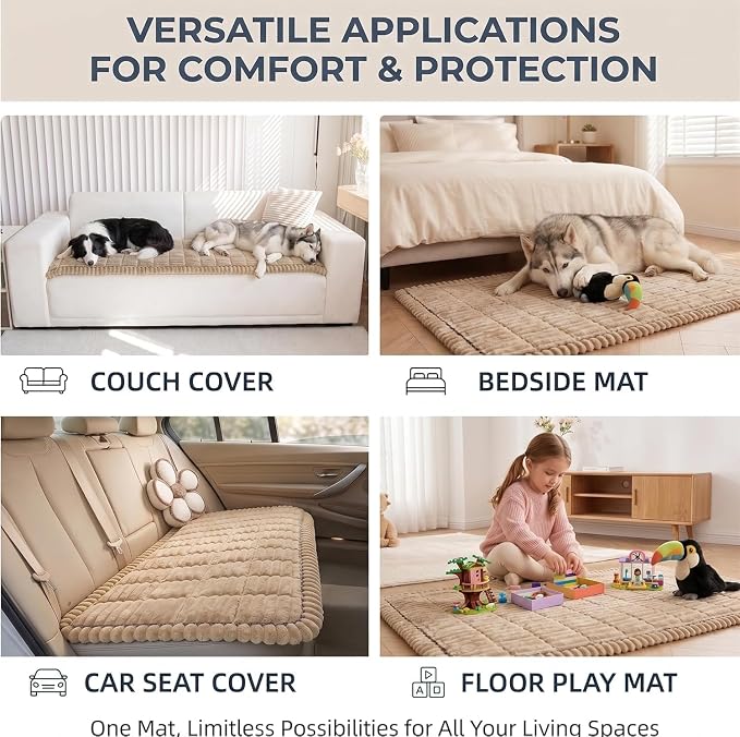 Toucans Couch Covers for Pets, Washable, Non Slip Plush Sofa Protectors, Fuzzy Pet Couch Covers, Pet Friendly (Khaki, 27.6" x 70.9") - Image 5