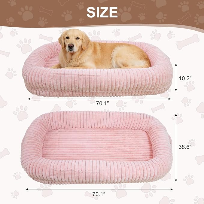 Human Dog Bed for Adult,Large Dog Bed 70"x38"x10" | Orthopedic Washable XL Dog Bed with Memory Foam (Pink) - Image 6