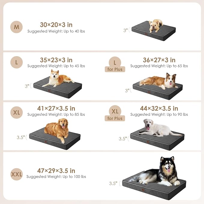 EHEYCIGA Extra Large Memory Foam Dog Bed Mat, 44x32Inch, Dark Grey | High Density Egg Crate Foam, Waterproof Liner, Washable Removable Cover, Non-Slip Bottom, Fits Floor, Camping, Sofa and Car - Image 3
