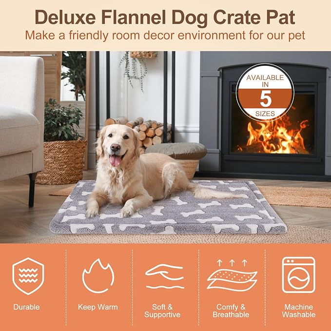 BEAUTYZOO Dog Bed Crate Pad 42 x 28 inch, Washable Dog Crate Mat for X-Large Sized Dogs, Anti-Slip Pet Crate Bed Kennel Pad, Durable Cozy Puppy Sleeping Mat Rectangle Mattress, Bone - Image 8