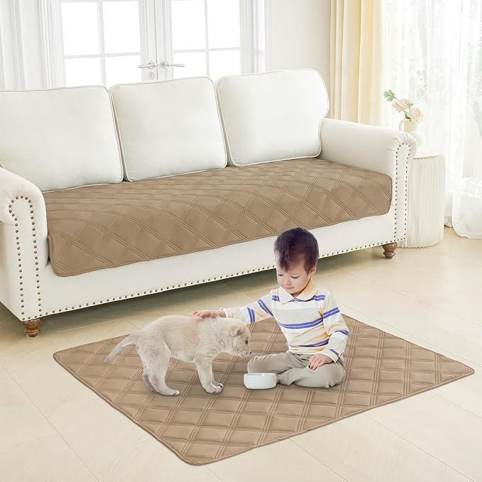 Smiry Waterproof Dog Bed Cover, Reversible Pet Blanket for Sofa Couch | Soft Washable Dog Blanket, Leakproof Couch Cover for Dogs Cats & Furniture Protection, 82x102, Camel/Beige - Image 7