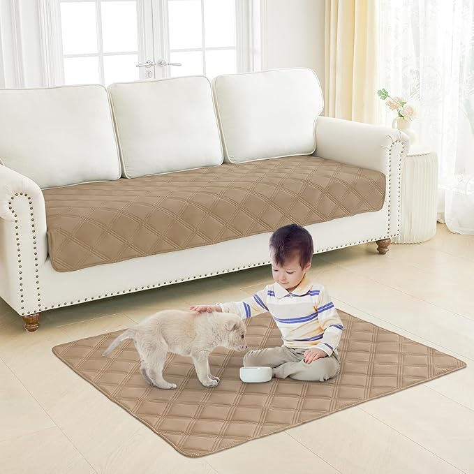 Smiry Waterproof Dog Bed Cover, Reversible Pet Blanket for Sofa Couch | Soft Washable Dog Blanket, Leakproof Couch Cover for Dogs Cats & Furniture Protection, 40x50, Camel/Beige - Image 7