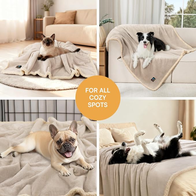 Luciphia Waterproof Pet Blanket, Liquid Pee Proof Dog Blanket for Sofa Bed Couch, Reversible Sherpa Fleece Furniture Protector Cover for Small Medium Large Dogs Cats, Dark White Queen Size（90" x 82"） - Image 6