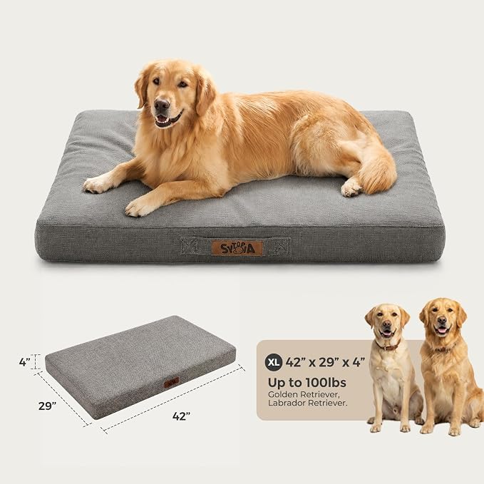 Sytopia Outdoor Dog Bed, 42" XL Orthopedic Dog Bed for Extra Large Dogs (90 lbs), Durable Waterproof Pet Bed, Heavy Duty Dog Crate Pad, Washable Removable Cover, Anti-Slip Bottom, Dark Gray - Image 5
