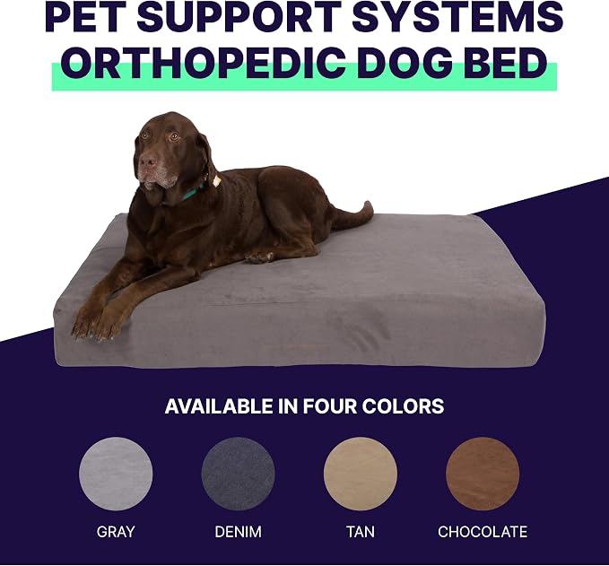 Pet Support Systems Orthopedic Dog Bed - Gel Memory Foam Pet Bed, Luxury Washable Dog Bed for Sleeping and Support (Removable Cover, Medium Gray Dog Bed) - Image 2