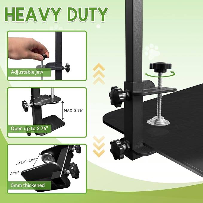 Adjustable Dog Grooming Stand for Table: 42" Height & 27"-39" Width, Includes Hammock & 2 No-Sit Nooses, Heavy-Duty Dog Grooming Arm for Bathing Nail Trimming Drying Cutting Cats & Dogs at Home - Image 5