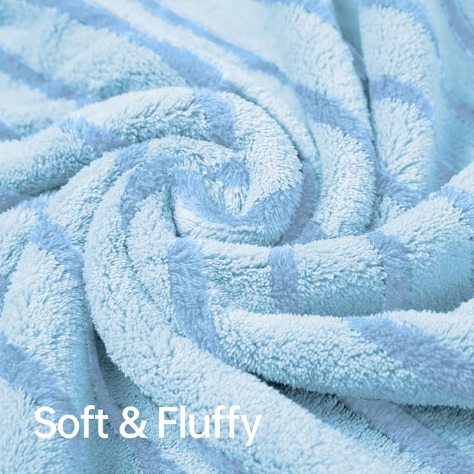 Mistyrose Blue Bath Towels - 8 Pack Large Absorbent Microfiber Set - 2 Oversized Bath Sheets, 2 Hand Towels, 4 Washcloths for Family, Hotel, Spa, Gym - Image 5