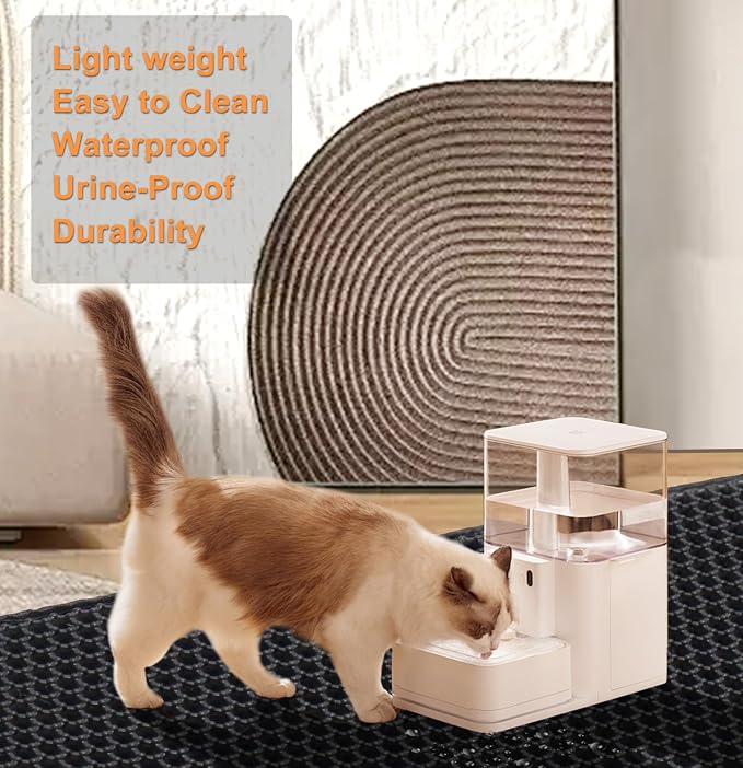 Cat Litter Mat,45"x32" Extra Large Cat Litter Box Mat,Honeycomb Double Layer Kitty Litter Trapping Mat,Soft EVA Material,Urine & Waterproof,Scatter Control,Easy Clean,Washable(Black) - Image 3