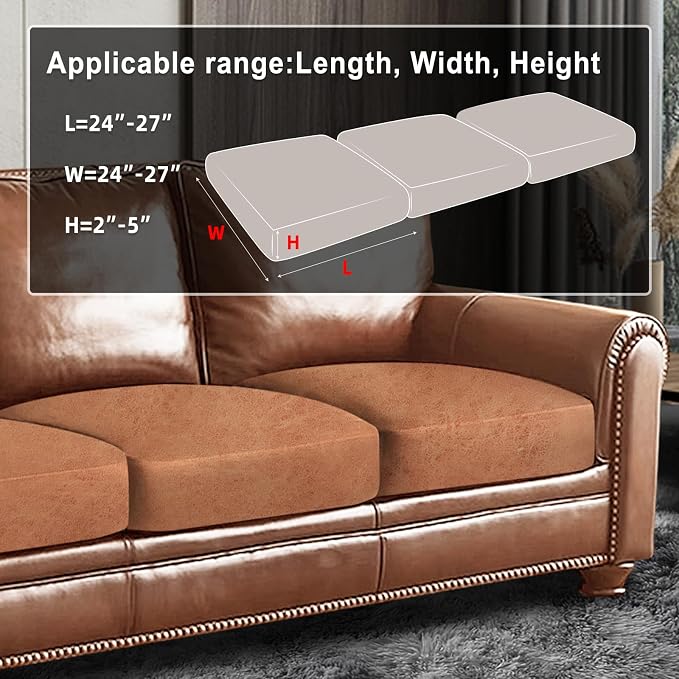 ANARACHON Leather Look Couch Cushion Covers Sofa Seat Slipcovers Sets Couches Furniture Protector for Sectional Armchair Loveseat Pets Kids Stretch Spandex Fabric (3 Cushion Sofa, Pinkish Brown) - Image 3