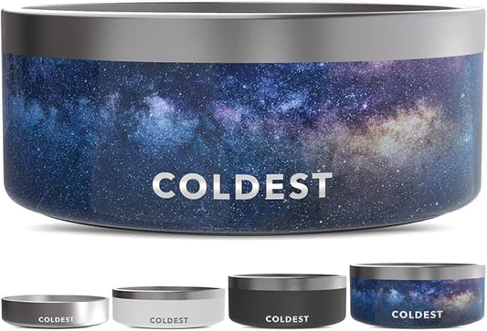 Coldest Dog Bowl - Anti Rust Metal, Non Slip, 3 Layers Insulated Stainless Steel Dog Bowls - Spill Proof & Heavy Duty - Water Bowl for Dogs, Cats & Pets, Dish Washer Safe (100 oz, Into The Beyond) by Coldest