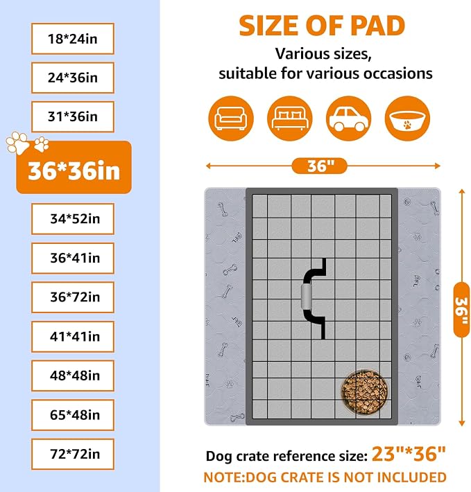 Washable Pee Pads for Dogs, 2Pack Puppy Pads Washable,Absorbent Reusable Whelping Pads, Non-Slip Dog Mats with Bone Print for Floor Protector, Couch Cover, Crate, Potty Training 36x36 - Image 5