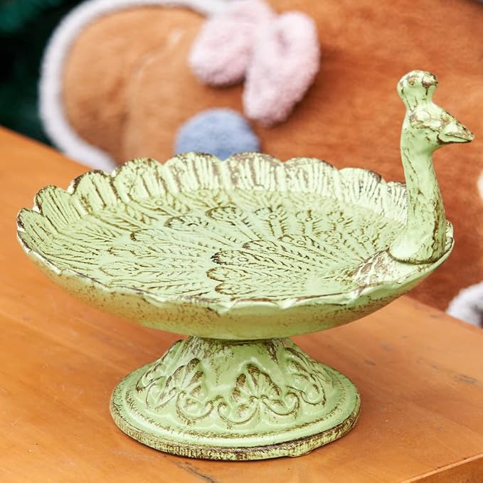 HOUYANG Cast Iron Bird Baths for Outdoors,Metal Bird Feeder,Garden Yard Table Decor | Heavy-duty material suitable for all seasons; also ideal for storing fruit, snacks, and small items indoors. - Image 5