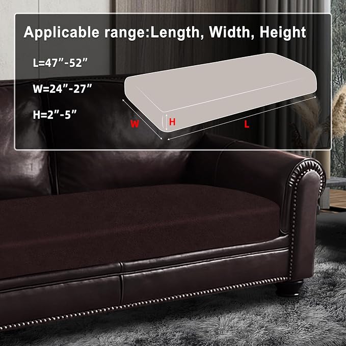 ANARACHON Leather Look Couch Cushion Covers Sofa Seat Slipcovers Sets Couches Furniture Protector for Sectional Armchair Loveseat Pets Kids Stretch Spandex Fabric (1 Cushion Loveseat, Chocolate) - Image 3