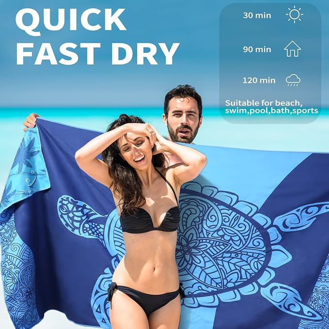 Microfiber Beach Towel Oversized 71x32 Multiple with Bag 6 Pack Bulk | Thin Lightweight Sand Free Absorbent Quick Dry Large for Travel Pool Swim Bath Cruise Sports Camping Essentials Adults Gifts - Image 3
