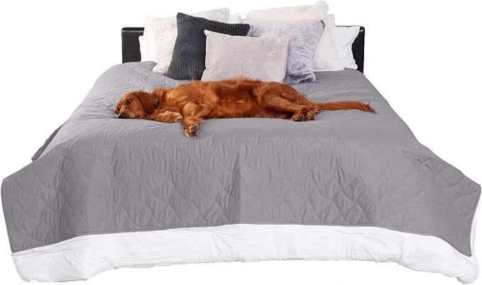 Furhaven Waterproof & Non-Slip Full Size Mattress Cover Protector for Dogs & Cats, Washable, For Beds, Couches, & Car Seats - Quilted Twill Blanket Mattress Cover - Gray, Medium/Full Size by FurHaven