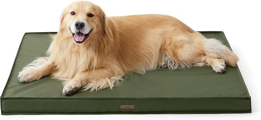 LE SURE Outdoor Waterproof Dog Bed for Extra Large Dogs, XL Orthopedic Egg Crate Foam Pet Bed with Oxford Fabric Surface and Removable Washable Cover, Pet Mat 44''x32'', Green | Crate Pad for Dogs with Oxford Fabric Surface,Removable Washable Cover,Egg... by Lesure