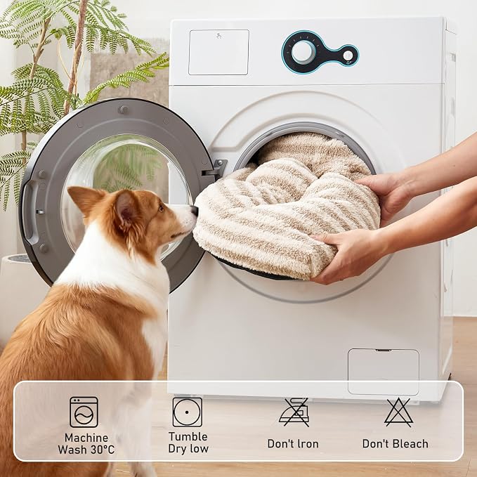 FURTIME Washable XXL Dog Bed for Extra Large Dogs, Giant Dog Crate Beds | Comfy Fluffy Kennel Pad Anti-Slip Pet Sleeping Mat, Machine Washable Dogs Pillow, 47"x29"x4", White - Image 5