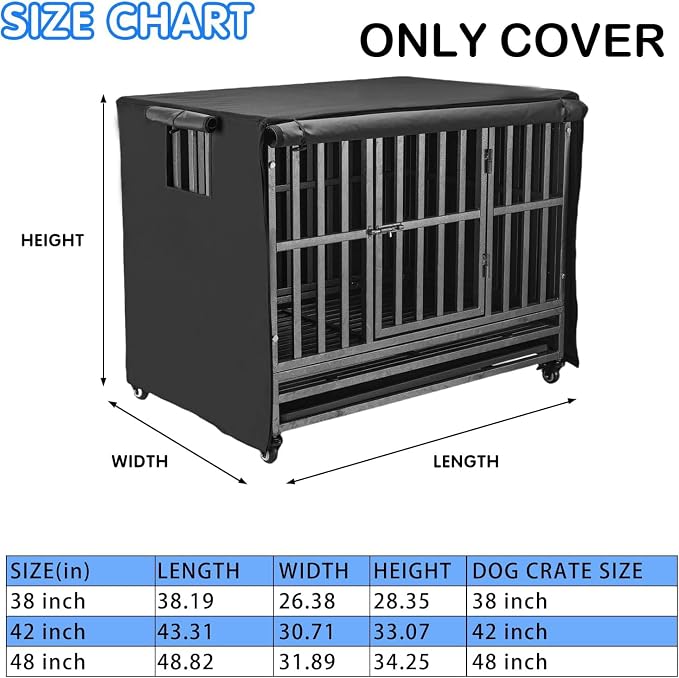 48 inch Heavy Duty Dog Crate Covers Durable 600D Polyester ( ONLY COVER) | Insulated Dog Kennel Cover Soundproof Windproof Rainproof Shading Fit for Wire Dog Cage Covers with Breathable Side Window - Image 2