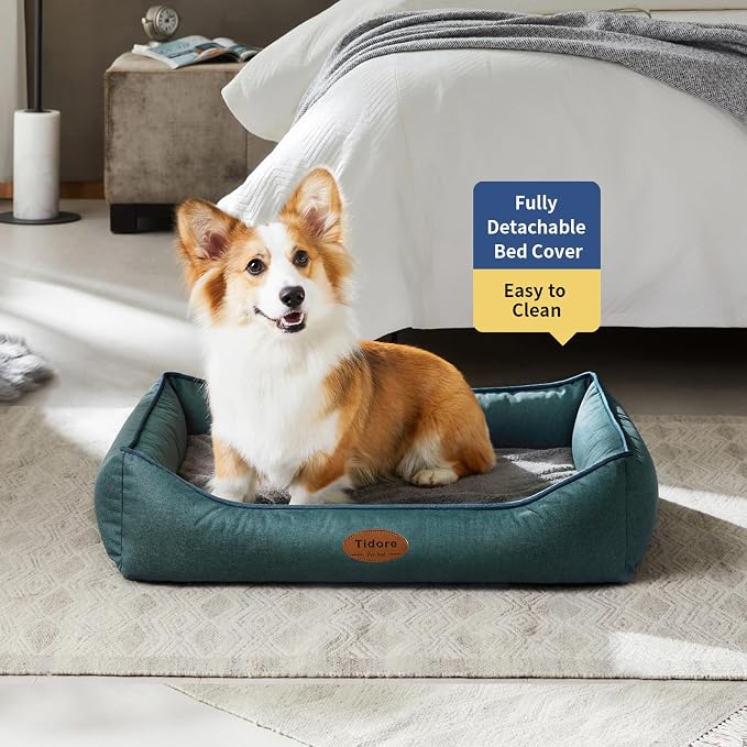 Tidore Orthopedic Dog Beds for Medium Dogs, Durable Egg Crate Foam Sofa Dog Bed wit Washable Removable Cover,Waterproof Lining,Pet Bed for Large Dogs (Olive Green, 31.5" L x 25.2" W x 7" Th) - Image 2