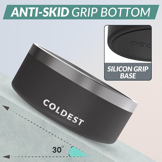 Coldest Dog Bowl - Anti Rust Metal, Non Slip, 3 Layers Insulated Stainless Steel Dog Bowls - Spill Proof & Heavy Duty - Water Bowl for Dogs, Cats & Pets, Dish Washer Safe (100 oz, Stealth Black) - Image 2