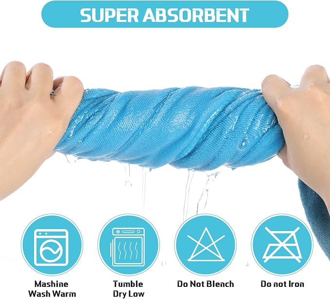 Mixweer 6 Pcs Oversized Bath Towels, 40 x 80 Inch Giant Microfiber Jumbo Bath Sheets Soft Bathroom Microfiber Quick Dry Absorbent Shower Towels for Spa Camping Beach(Lake Blue) - Image 5