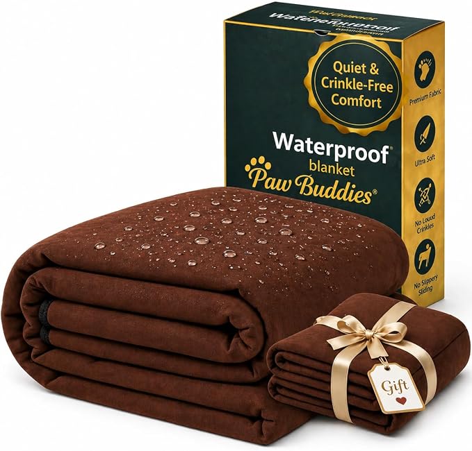 Paw Buddies Premium Waterproof Blanket 80"x90" Velvet-Feel Reversible Throw – Leakproof, Machine Washable Bed & Sofa King Size Protector for Couples, Pets & Travel + Bonus Small Blanket by PAwBuddies