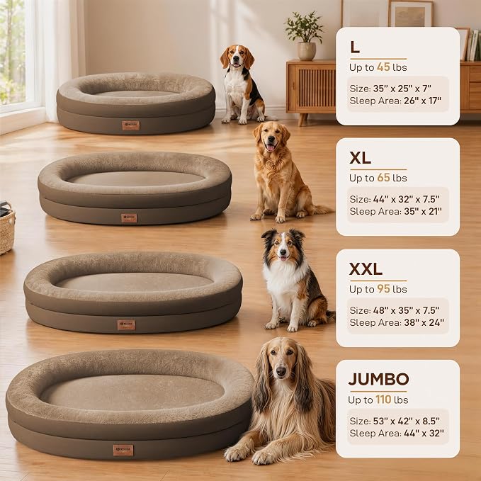 Waterproof Orthopedic Dog Bed for Medium Dogs, Coffee | Supportive Crate Foam Relieves Joint Pressure, 360°Bolsters, Waterproof Inner,Washable Cover, Non-slip Bottom - Image 4