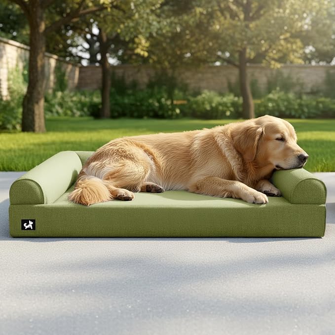 Sytopia 42in Dog Beds for Large Sized Dogs,XL Orthopedic Pet Bed with Removable Washable Cover, Waterproof Egg Crate Foam, Non-Slip Bottom, Supports up to 100+ lbs for Old Pet, Green by Sytopia