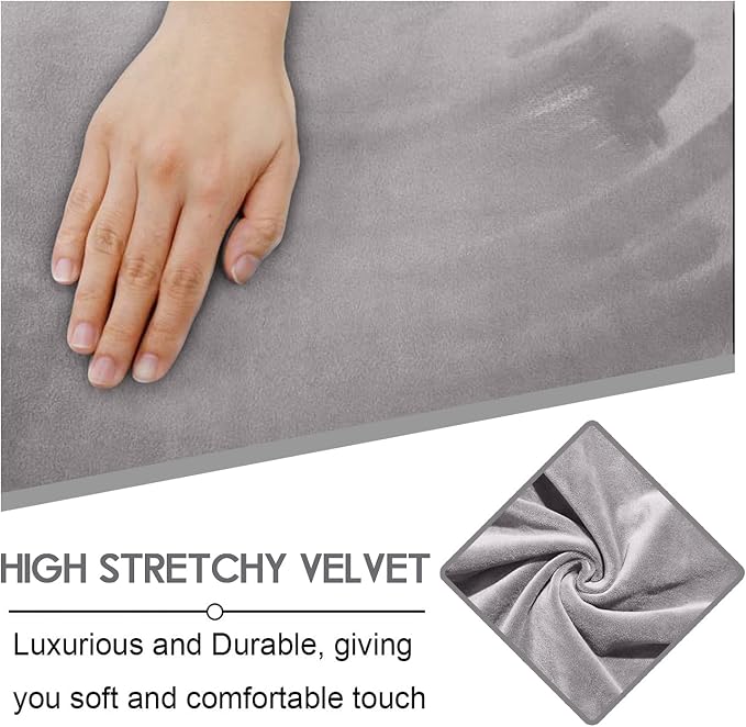 ULTICOR Velvet 8-Pieces Recliner Sofa Covers Stretch Reclining Couch Covers for 3 Cushion Reclining Sofa Slipcovers Furniture Covers Thick Soft Washable (3 Seater Recliner Cover, Light Grey) - Image 3